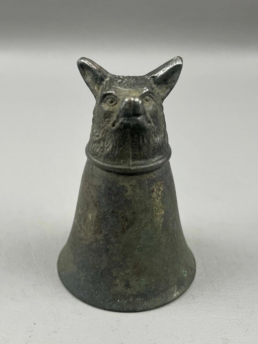 Vintage Silver-Plated Fox Wolf Head Stirrup Cup / Barware Shot Glass 3.5"